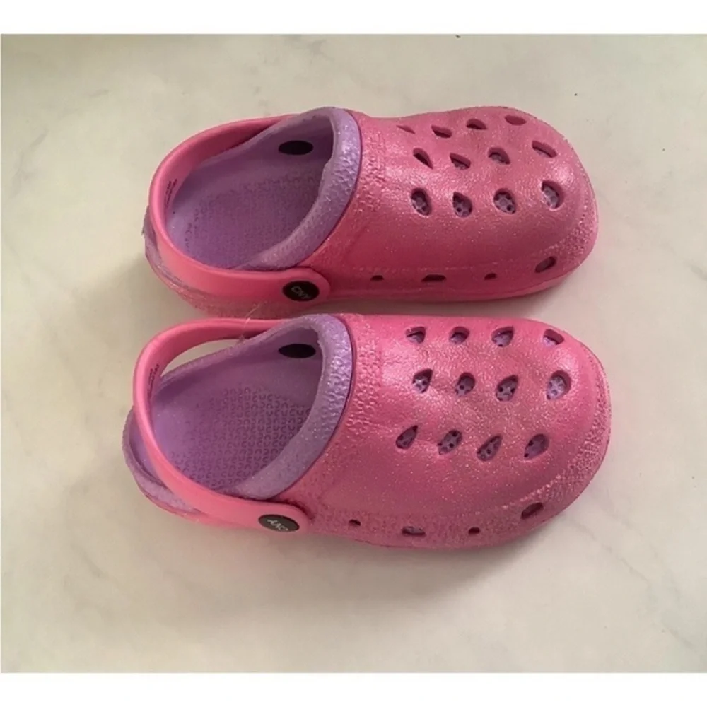 Capelli Girls Clogs 10 Shoes Kids Slip On Pink Glitter Heel Strap Fun
